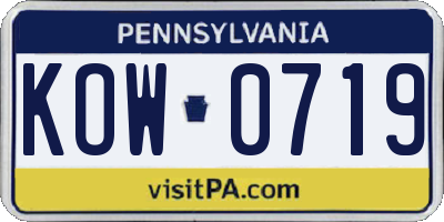 PA license plate KOW0719