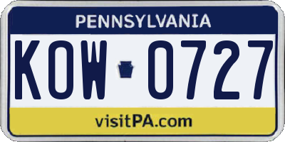 PA license plate KOW0727
