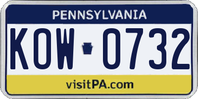 PA license plate KOW0732