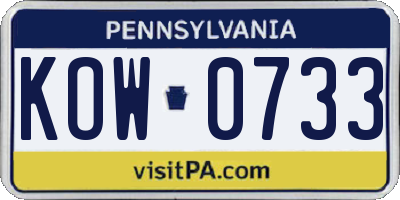 PA license plate KOW0733
