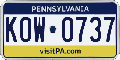 PA license plate KOW0737