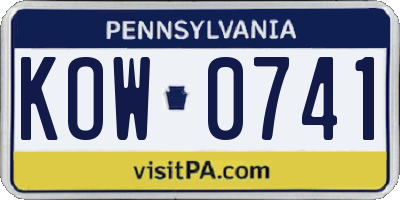 PA license plate KOW0741