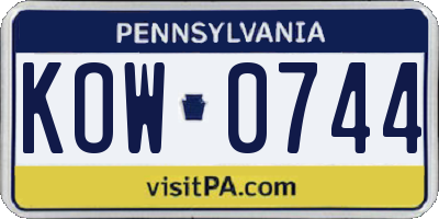 PA license plate KOW0744