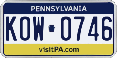 PA license plate KOW0746