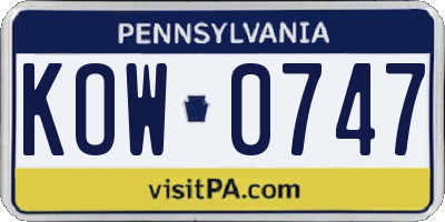 PA license plate KOW0747