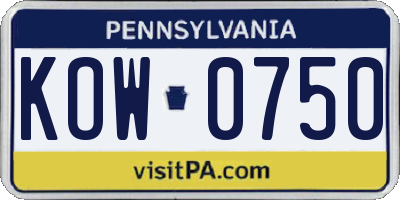 PA license plate KOW0750