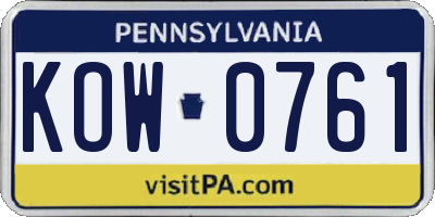 PA license plate KOW0761