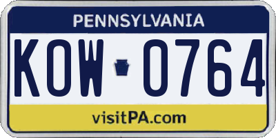 PA license plate KOW0764