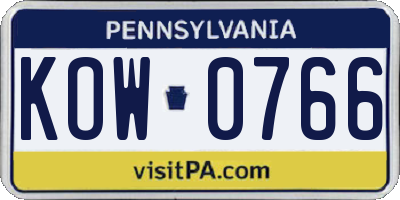 PA license plate KOW0766