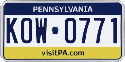 PA license plate KOW0771