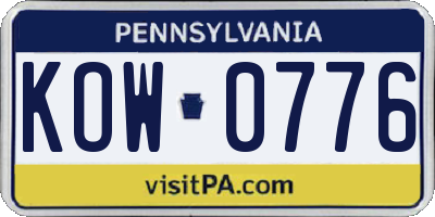PA license plate KOW0776