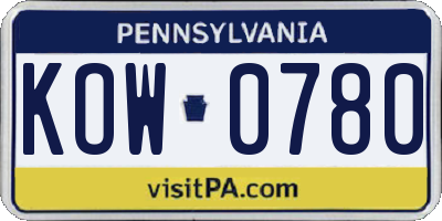 PA license plate KOW0780
