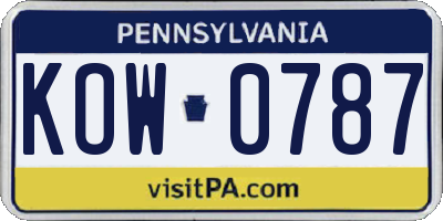 PA license plate KOW0787