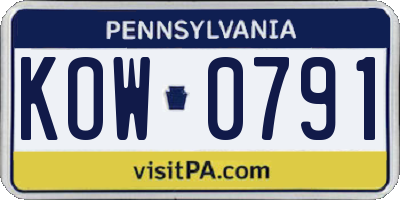 PA license plate KOW0791