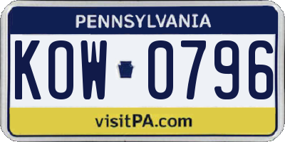 PA license plate KOW0796