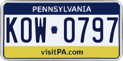 PA license plate KOW0797