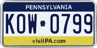 PA license plate KOW0799