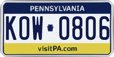 PA license plate KOW0806