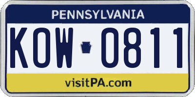 PA license plate KOW0811