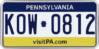 PA license plate KOW0812