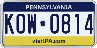 PA license plate KOW0814