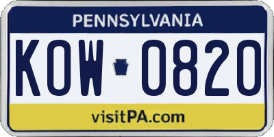 PA license plate KOW0820