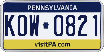 PA license plate KOW0821