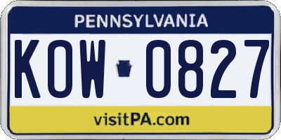 PA license plate KOW0827