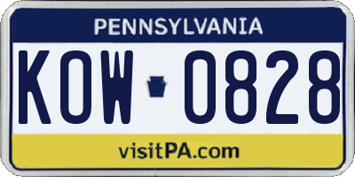 PA license plate KOW0828