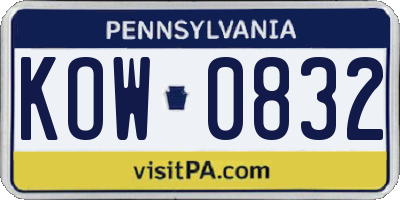 PA license plate KOW0832