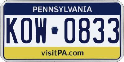 PA license plate KOW0833
