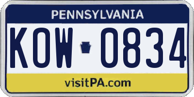 PA license plate KOW0834