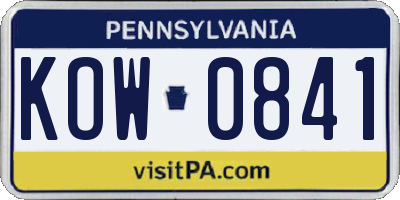 PA license plate KOW0841
