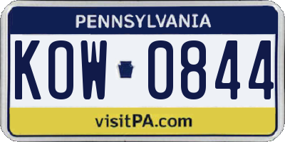 PA license plate KOW0844