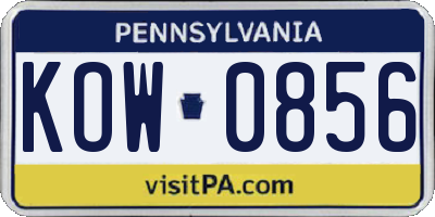 PA license plate KOW0856