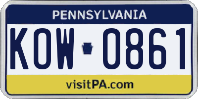 PA license plate KOW0861
