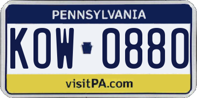 PA license plate KOW0880