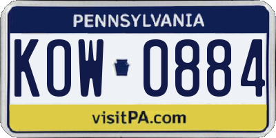 PA license plate KOW0884