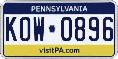 PA license plate KOW0896