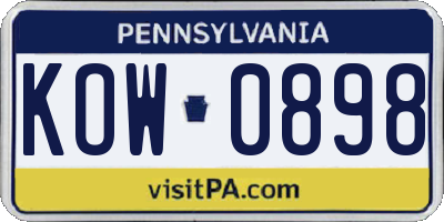 PA license plate KOW0898