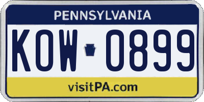 PA license plate KOW0899