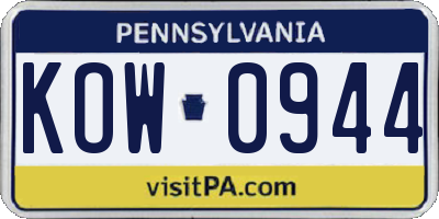 PA license plate KOW0944
