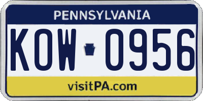 PA license plate KOW0956