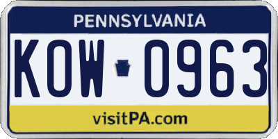 PA license plate KOW0963
