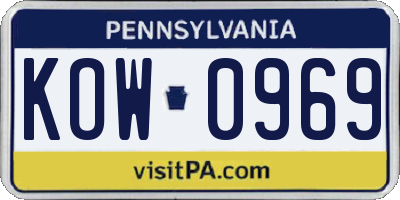 PA license plate KOW0969