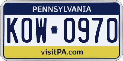PA license plate KOW0970