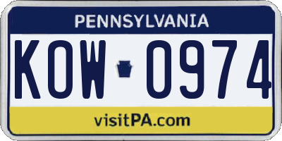 PA license plate KOW0974