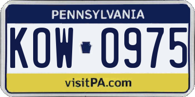 PA license plate KOW0975