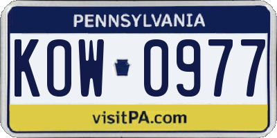 PA license plate KOW0977