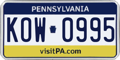 PA license plate KOW0995